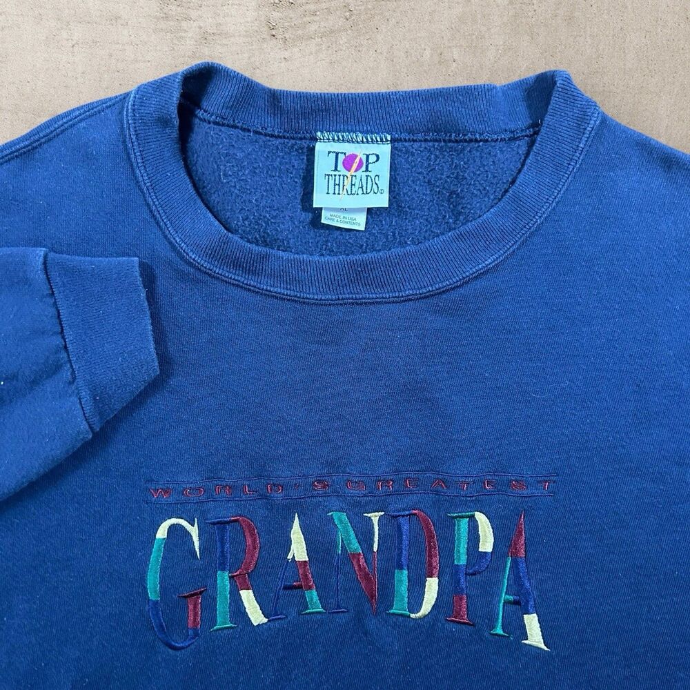 Vintage Worlds Greatest Grandpa Sweater Men’s XL Heavyweight Crewneck USA 90s